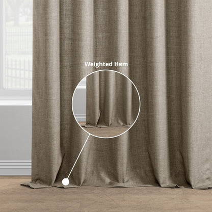 Exclusive Fabrics Italian Faux Linen Room Darkening Curtains for Bedroom & Living Room Curtains - Single Panel Window Curtains