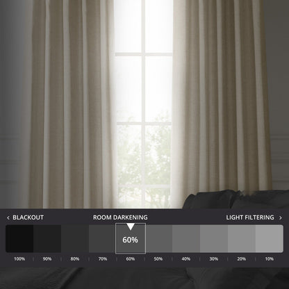 Exclusive Fabrics Italian Faux Linen Room Darkening Curtains for Bedroom & Living Room Curtains - Single Panel Window Curtains