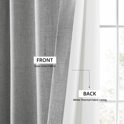 Exclusive Fabrics Italian Faux Linen Room Darkening Curtains for Bedroom & Living Room Curtains - Single Panel Window Curtains