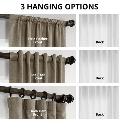 Exclusive Fabrics Italian Faux Linen Room Darkening Curtains for Bedroom & Living Room Curtains - Single Panel Window Curtains