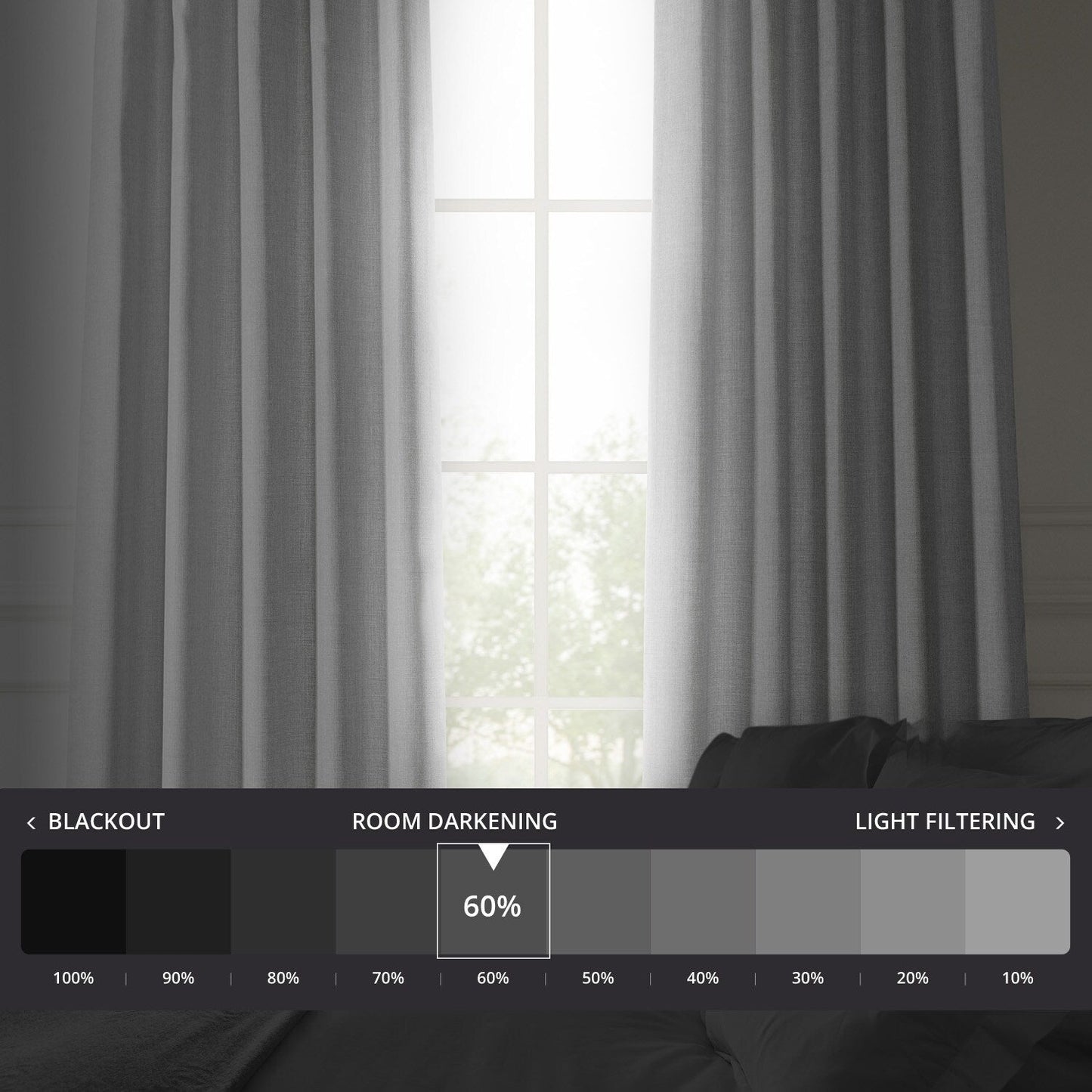 Exclusive Fabrics Italian Faux Linen Room Darkening Curtains for Bedroom & Living Room Curtains - Single Panel Window Curtains