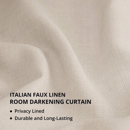 Exclusive Fabrics Italian Faux Linen Room Darkening Curtains for Bedroom & Living Room Curtains - Single Panel Window Curtains