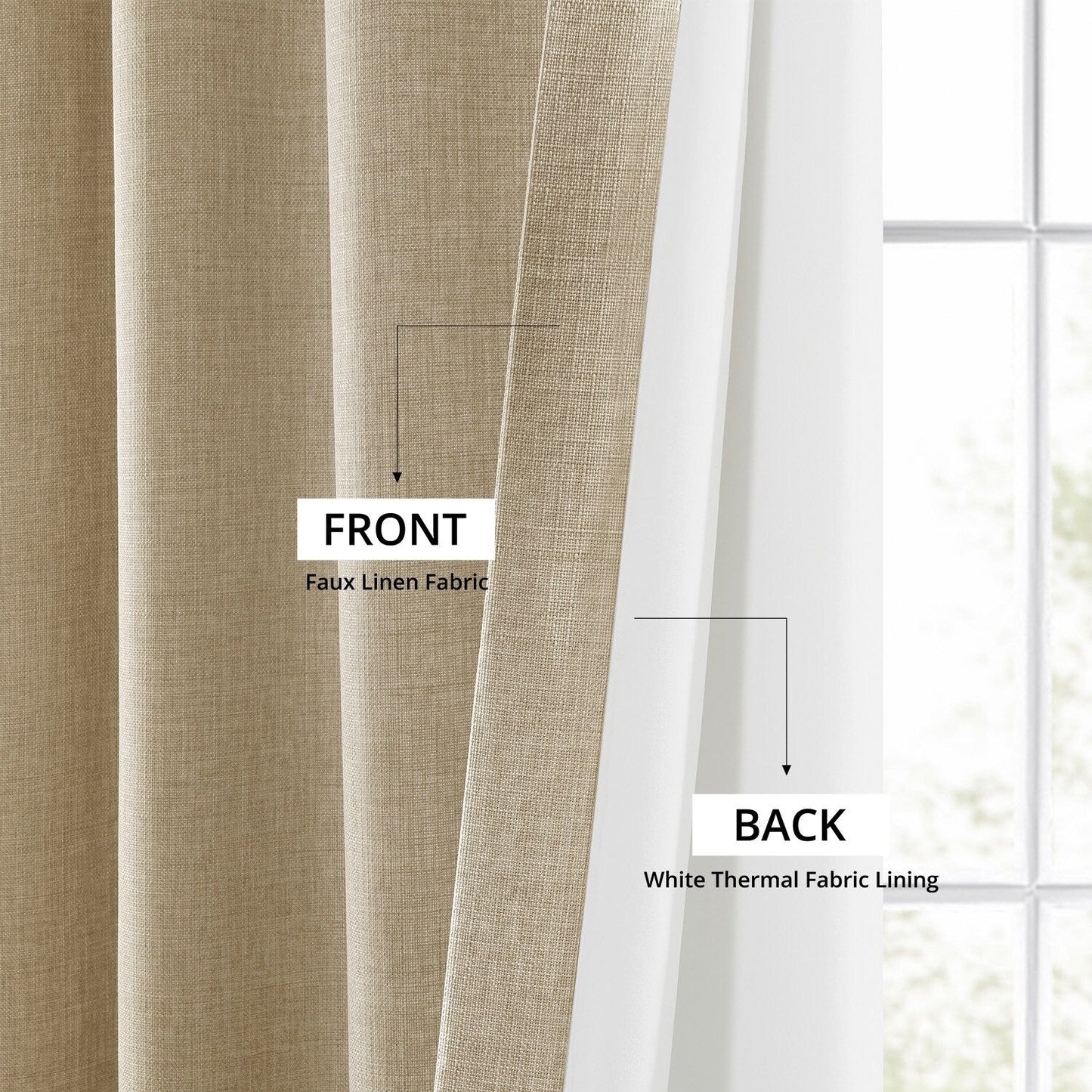 Exclusive Fabrics Italian Faux Linen Room Darkening Curtains for Bedroom & Living Room Curtains - Single Panel Window Curtains