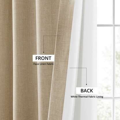 Exclusive Fabrics Italian Faux Linen Room Darkening Curtains for Bedroom & Living Room Curtains - Single Panel Window Curtains