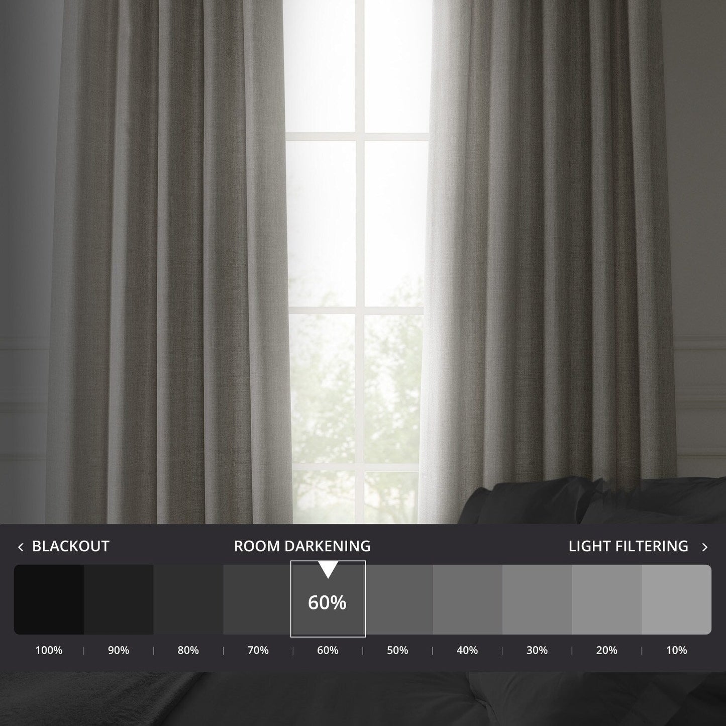 Exclusive Fabrics Italian Faux Linen Room Darkening Curtains for Bedroom & Living Room Curtains - Single Panel Window Curtains