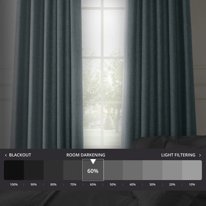 Exclusive Fabrics Italian Faux Linen Room Darkening Curtains for Bedroom & Living Room Curtains - Single Panel Window Curtains