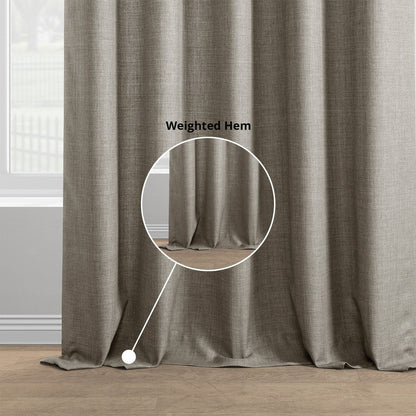 Exclusive Fabrics Italian Faux Linen Room Darkening Curtains for Bedroom & Living Room Curtains - Single Panel Window Curtains