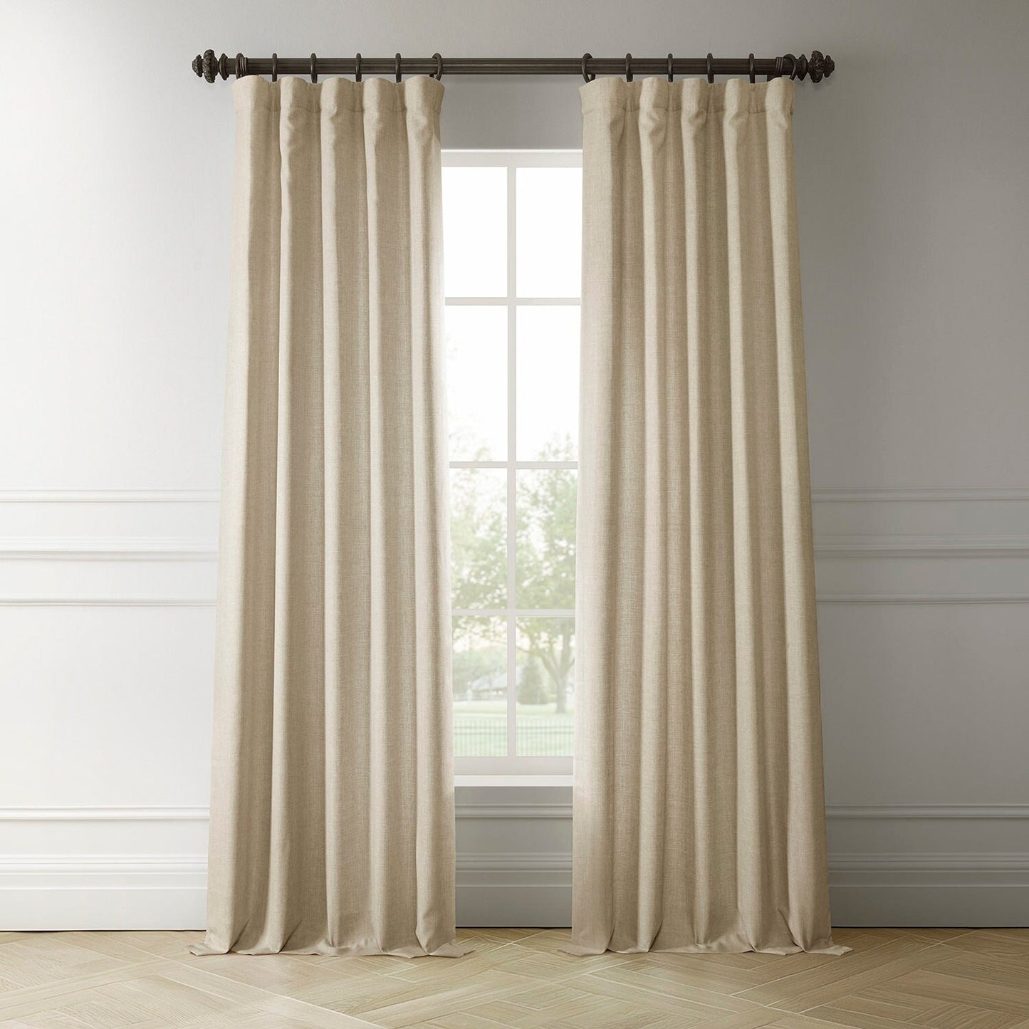 Exclusive Fabrics Italian Faux Linen Room Darkening Curtains for Bedroom & Living Room Curtains - Single Panel Window Curtains