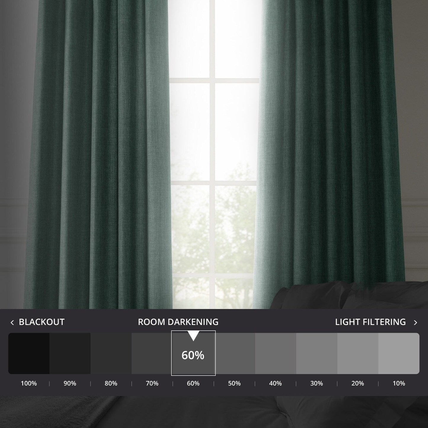 Exclusive Fabrics Italian Faux Linen Room Darkening Curtains for Bedroom & Living Room Curtains - Single Panel Window Curtains