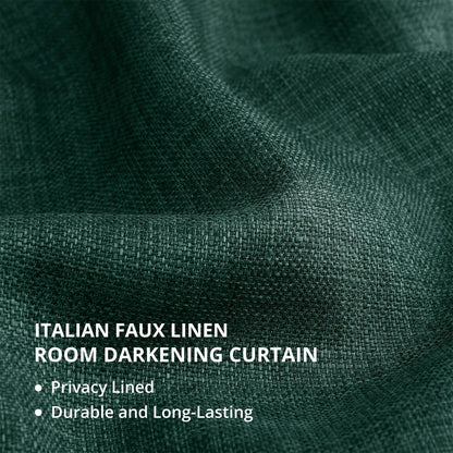 Exclusive Fabrics Italian Faux Linen Room Darkening Curtains for Bedroom & Living Room Curtains - Single Panel Window Curtains