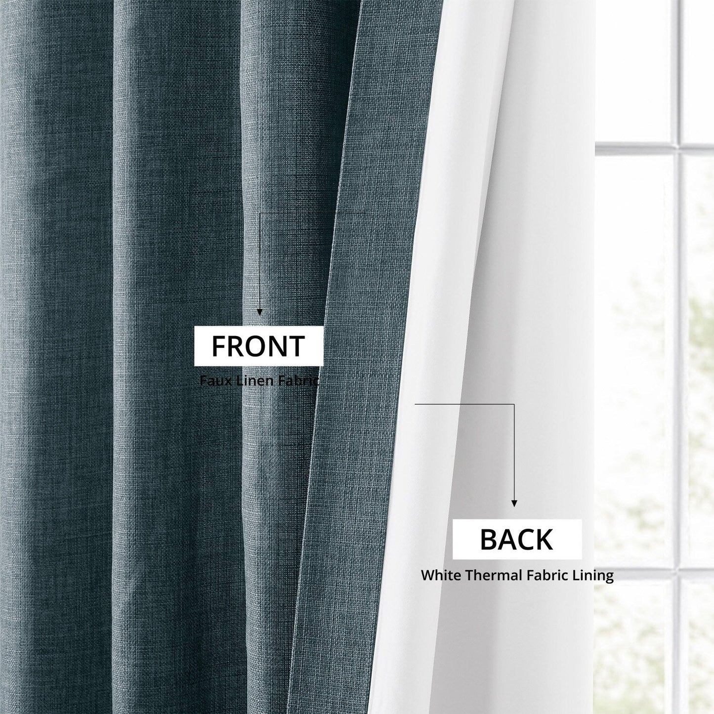 Exclusive Fabrics Italian Faux Linen Room Darkening Curtains for Bedroom & Living Room Curtains - Single Panel Window Curtains