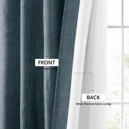 Exclusive Fabrics Italian Faux Linen Room Darkening Curtains for Bedroom & Living Room Curtains - Single Panel Window Curtains