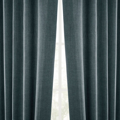 Exclusive Fabrics Italian Faux Linen Room Darkening Curtains for Bedroom & Living Room Curtains - Single Panel Window Curtains
