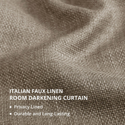 Exclusive Fabrics Italian Faux Linen Room Darkening Curtains for Bedroom & Living Room Curtains - Single Panel Window Curtains