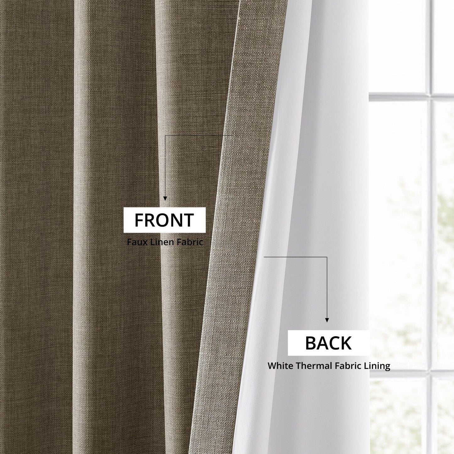 Exclusive Fabrics Italian Faux Linen Room Darkening Curtains for Bedroom & Living Room Curtains - Single Panel Window Curtains