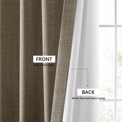 Exclusive Fabrics Italian Faux Linen Room Darkening Curtains for Bedroom & Living Room Curtains - Single Panel Window Curtains