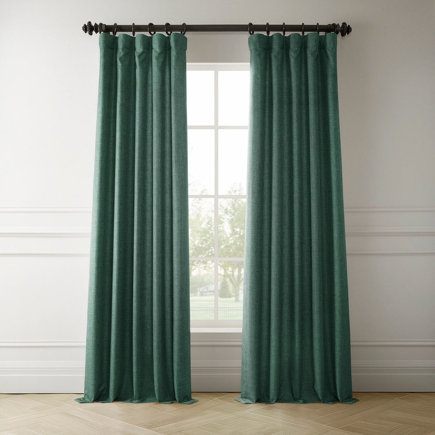 Exclusive Fabrics Italian Faux Linen Room Darkening Curtains for Bedroom & Living Room Curtains - Single Panel Window Curtains