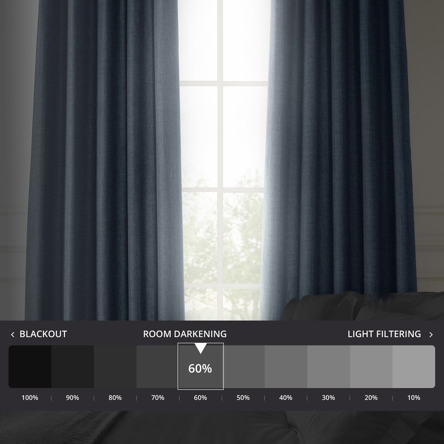 Exclusive Fabrics Italian Faux Linen Room Darkening Curtains for Bedroom & Living Room Curtains - Single Panel Window Curtains