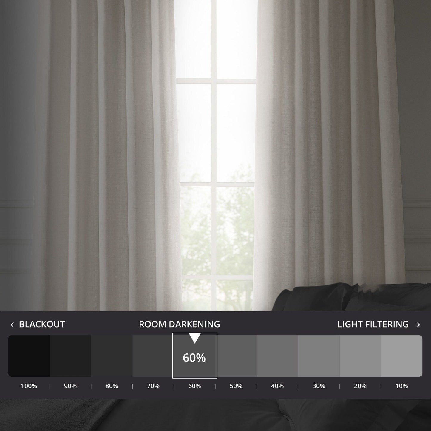 Exclusive Fabrics Italian Faux Linen Room Darkening Curtains for Bedroom & Living Room Curtains - Single Panel Window Curtains