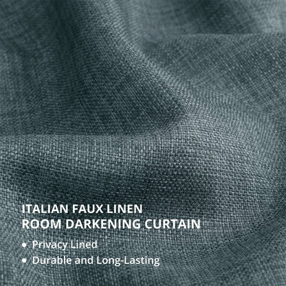 Exclusive Fabrics Italian Faux Linen Room Darkening Curtains for Bedroom & Living Room Curtains - Single Panel Window Curtains