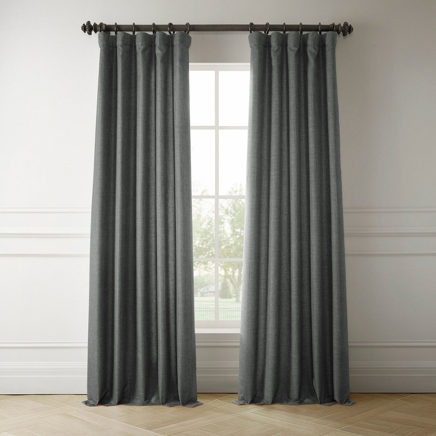 Exclusive Fabrics Italian Faux Linen Room Darkening Curtains for Bedroom & Living Room Curtains - Single Panel Window Curtains