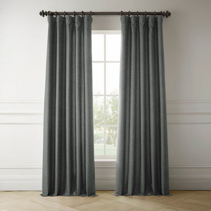 Exclusive Fabrics Italian Faux Linen Room Darkening Curtains for Bedroom & Living Room Curtains - Single Panel Window Curtains
