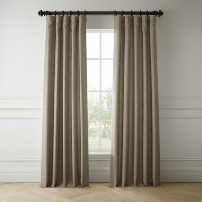 Exclusive Fabrics Italian Faux Linen Room Darkening Curtains for Bedroom & Living Room Curtains - Single Panel Window Curtains