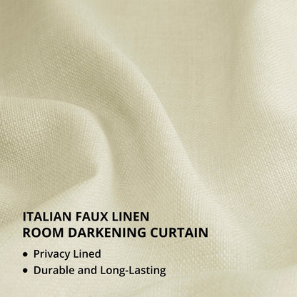 Exclusive Fabrics Italian Faux Linen Room Darkening Curtains for Bedroom & Living Room Curtains - Single Panel Window Curtains