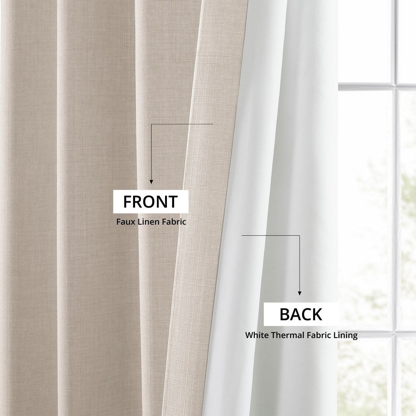 Exclusive Fabrics Italian Faux Linen Room Darkening Curtains for Bedroom & Living Room Curtains - Single Panel Window Curtains