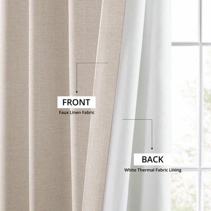 Exclusive Fabrics Italian Faux Linen Room Darkening Curtains for Bedroom & Living Room Curtains - Single Panel Window Curtains
