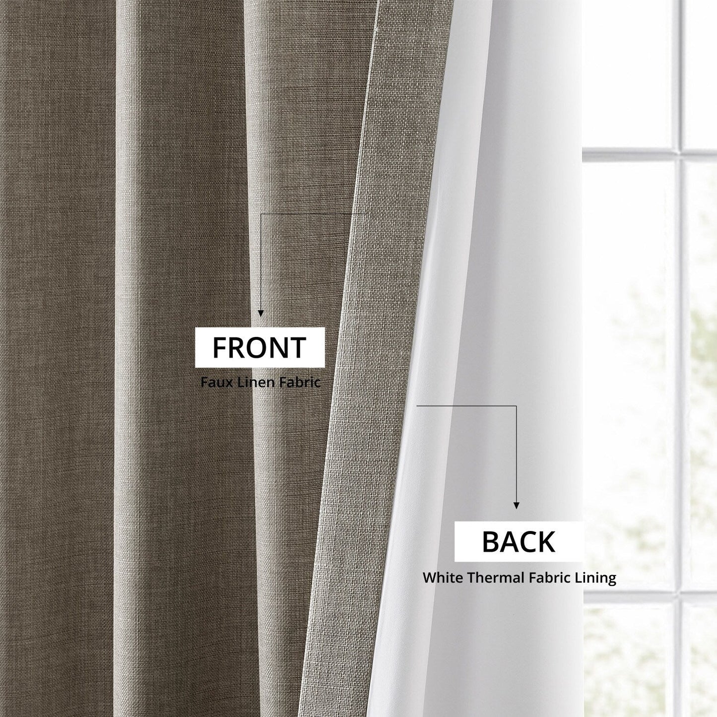 Exclusive Fabrics Italian Faux Linen Room Darkening Curtains for Bedroom & Living Room Curtains - Single Panel Window Curtains