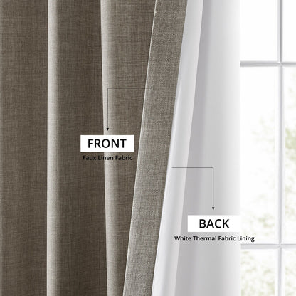 Exclusive Fabrics Italian Faux Linen Room Darkening Curtains for Bedroom & Living Room Curtains - Single Panel Window Curtains