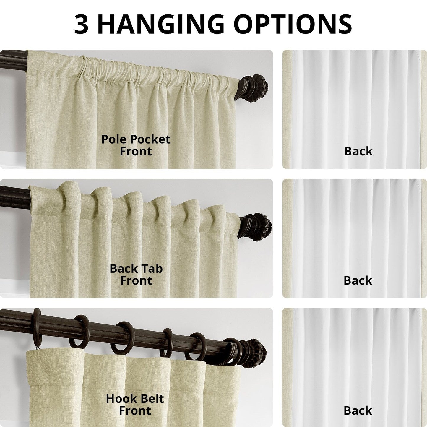 Exclusive Fabrics Italian Faux Linen Room Darkening Curtains for Bedroom & Living Room Curtains - Single Panel Window Curtains