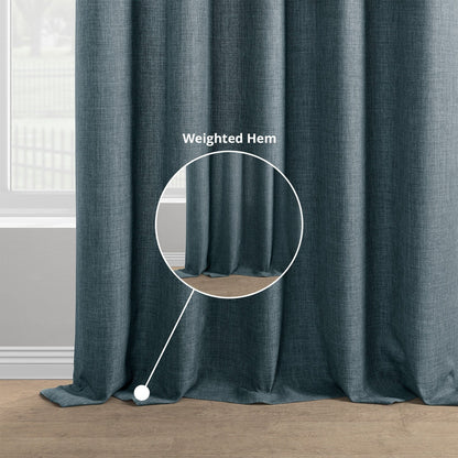 Exclusive Fabrics Italian Faux Linen Room Darkening Curtains for Bedroom & Living Room Curtains - Single Panel Window Curtains