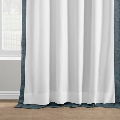 Exclusive Fabrics Italian Faux Linen Room Darkening Curtains for Bedroom & Living Room Curtains - Single Panel Window Curtains