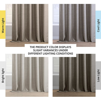 Exclusive Fabrics Italian Faux Linen Room Darkening Curtains for Bedroom & Living Room Curtains - Single Panel Window Curtains