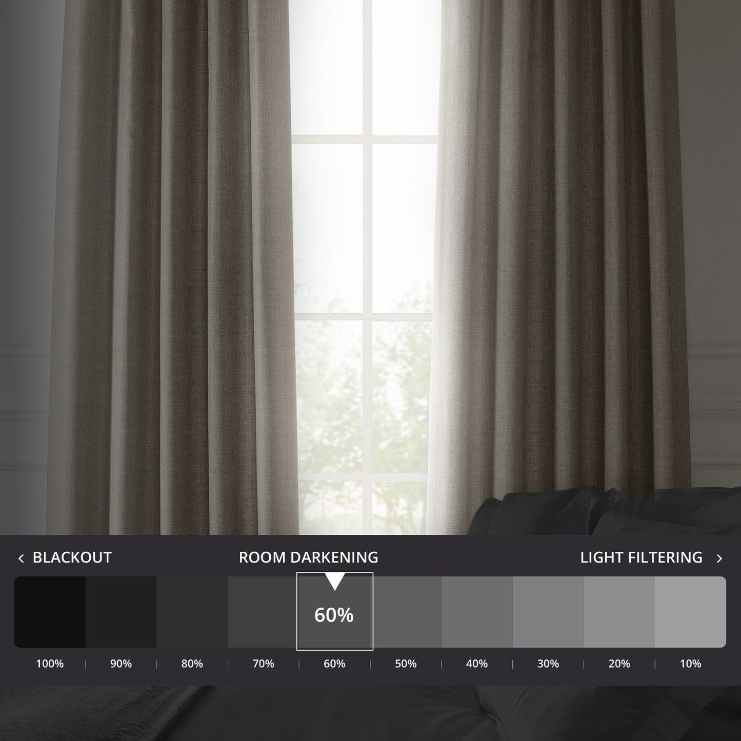 Exclusive Fabrics Italian Faux Linen Room Darkening Curtains for Bedroom & Living Room Curtains - Single Panel Window Curtains