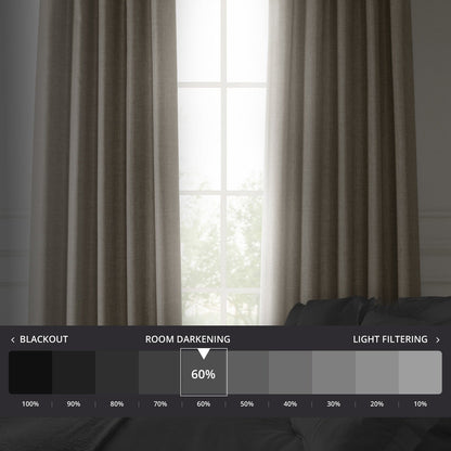 Exclusive Fabrics Italian Faux Linen Room Darkening Curtains for Bedroom & Living Room Curtains - Single Panel Window Curtains