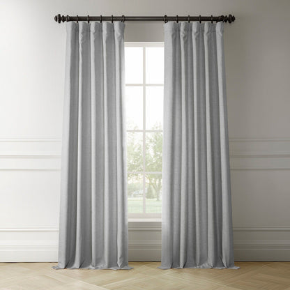 Exclusive Fabrics Italian Faux Linen Room Darkening Curtains for Bedroom & Living Room Curtains - Single Panel Window Curtains