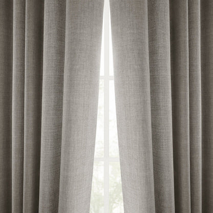 Exclusive Fabrics Italian Faux Linen Room Darkening Curtains for Bedroom & Living Room Curtains - Single Panel Window Curtains