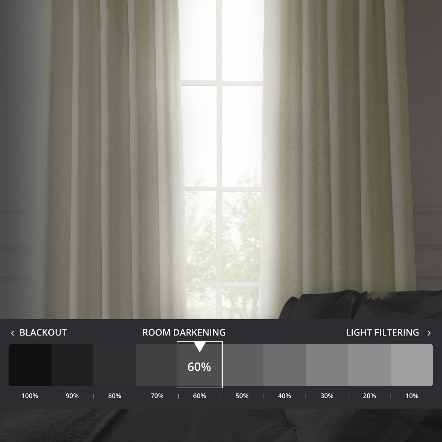 Exclusive Fabrics Italian Faux Linen Room Darkening Curtains for Bedroom & Living Room Curtains - Single Panel Window Curtains