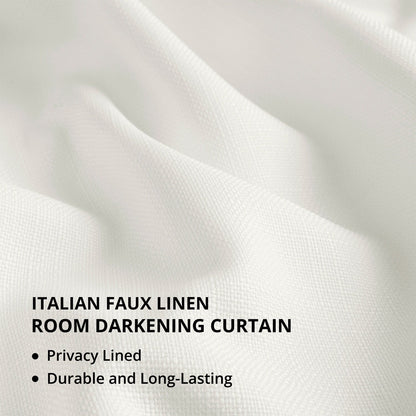 Exclusive Fabrics Italian Faux Linen Room Darkening Curtains for Bedroom & Living Room Curtains - Single Panel Window Curtains