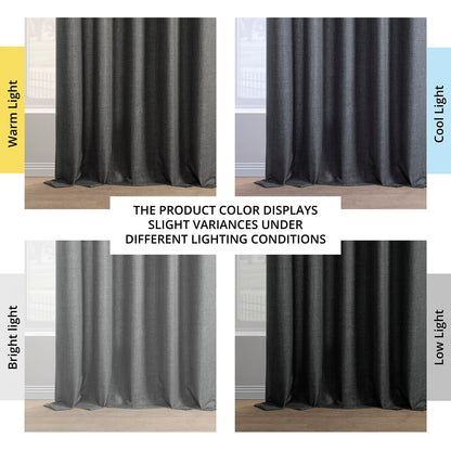 Exclusive Fabrics Italian Faux Linen Room Darkening Curtains for Bedroom & Living Room Curtains - Single Panel Window Curtains