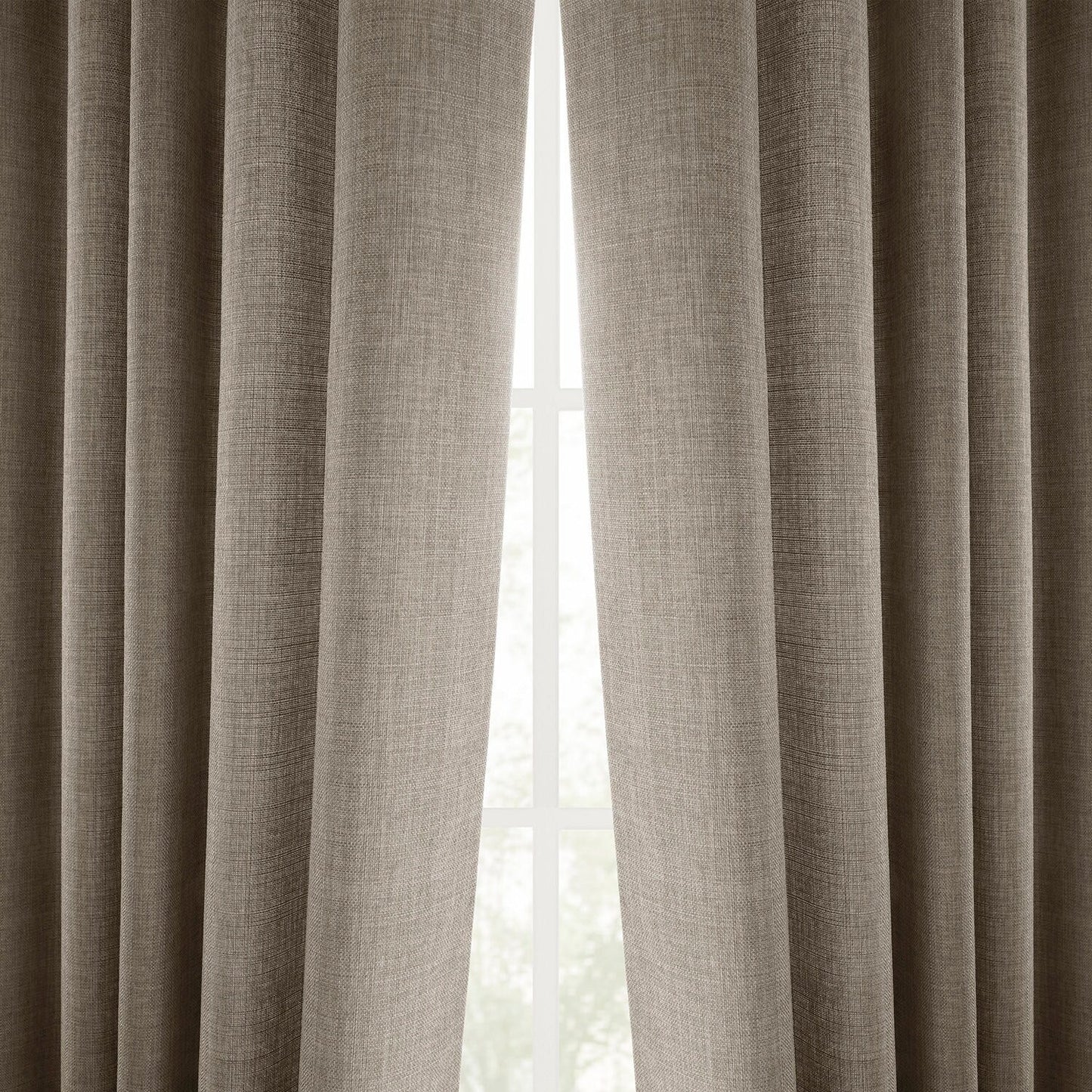 Exclusive Fabrics Italian Faux Linen Room Darkening Curtains for Bedroom & Living Room Curtains - Single Panel Window Curtains