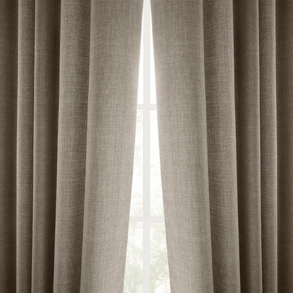 Exclusive Fabrics Italian Faux Linen Room Darkening Curtains for Bedroom & Living Room Curtains - Single Panel Window Curtains