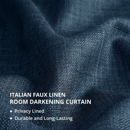 Exclusive Fabrics Italian Faux Linen Room Darkening Curtains for Bedroom & Living Room Curtains - Single Panel Window Curtains