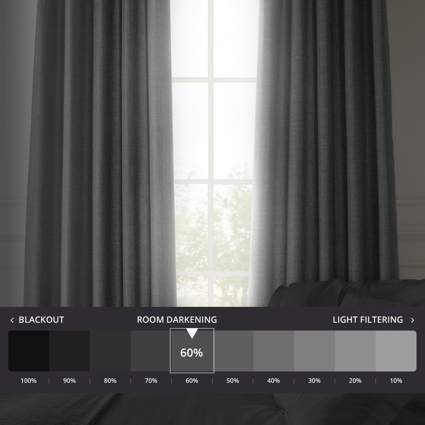 Exclusive Fabrics Italian Faux Linen Room Darkening Curtains for Bedroom & Living Room Curtains - Single Panel Window Curtains