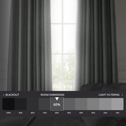 Exclusive Fabrics Italian Faux Linen Room Darkening Curtains for Bedroom & Living Room Curtains - Single Panel Window Curtains