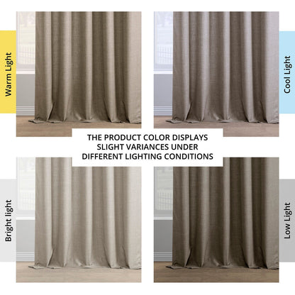 Exclusive Fabrics Italian Faux Linen Room Darkening Curtains for Bedroom & Living Room Curtains - Single Panel Window Curtains