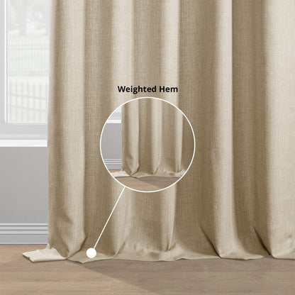Exclusive Fabrics Italian Faux Linen Room Darkening Curtains for Bedroom & Living Room Curtains - Single Panel Window Curtains